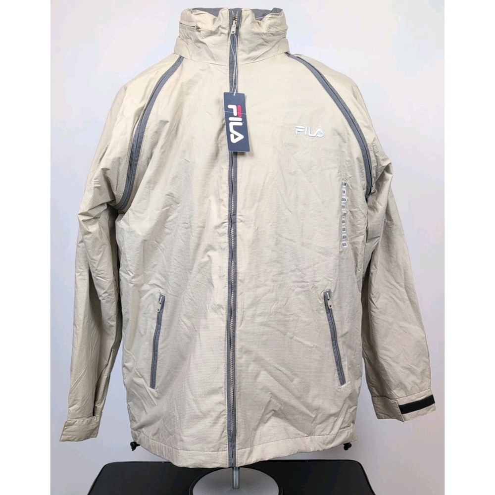 Fila Double Layered Waterproof Coat Men's Sz M Hood Removable Sleeves NWT